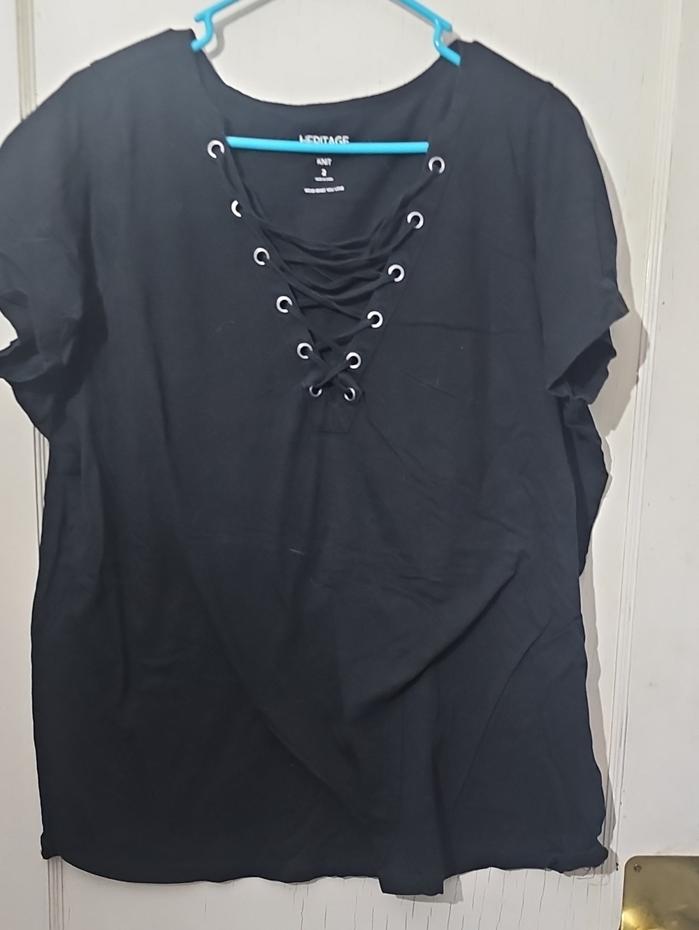 Torrid Sz 2 Lace-Up V-Neck Black Women's Top